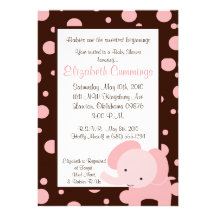 het olifants Baby shower nodigt leuk zoet bruin ro Persoonlijke Aankondiging