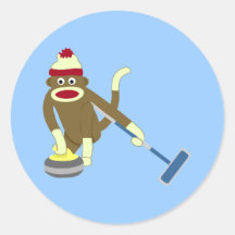 Het Olympische Krullen van de Aap van de sok Ronde Sticker