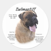 Het Ontwerp van de Geschiedenis van Bullmastiff (f Ronde Stickers