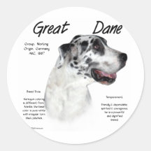 Het Ontwerp van de Geschiedenis van great dane (ha Ronde Stickers