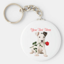 Het Ontwerp van Russell Terrier Red Rose Valentine Sleutel Hanger