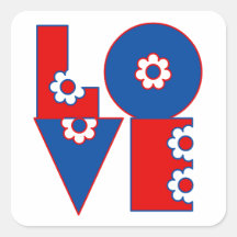 Het patriottische Vierkant van de Liefde Vierkante Sticker