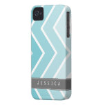 Het Patroon van de Chevrons van de Zigzag van Aqua iPhone 4 Hoesje