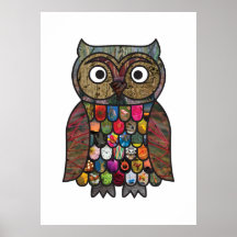 Het Poster van de Uil van het lapwerk