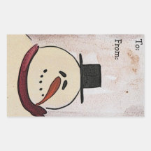Het primitieve Acryl Geschilderde Label van Kerstm Rechthoek Sticker
