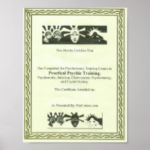 Het psychische Certificaat van de Opleiding Plaat