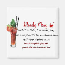Het Recept van de Drank van de bloody mary Koelkast Magneten