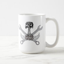 Het rennen van de motorfiets koffie mok