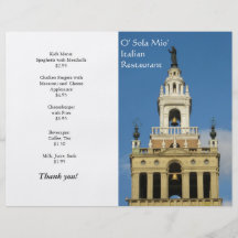 Het restaurant levert het ontwerp van de Klokketor Gepersonaliseerde Folder