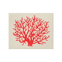 Het rode Art. van de Muur van het Koraal Stretched Canvas Prints