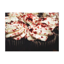 Het rode Canvas van Cupcake van het Fluweel Stretched Canvas Afdruk