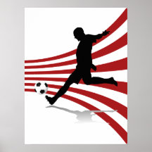Het rode en Witte Poster van de Voetballer