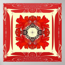Het rode Fractal van het Lijst Faux Poster van de 
