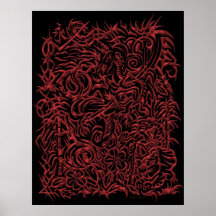 Het rode Poster van het Tattoo van het Chroom Oost
