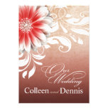 Het rode zand van Daisy Scroll Wedding van Gerbera Uitnodiging