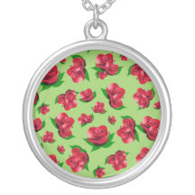 Het rood nam de Groene tegenhanger van het Patroon Persoonlijke Ketting