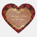 Het rood nam Elegantie - Gouden Hart toe Hartvormige Stickers