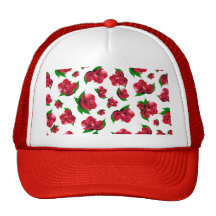Het rood nam Patroon toe Mesh Petten