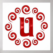 Het Rood van de Brief U van het monogram Plaat