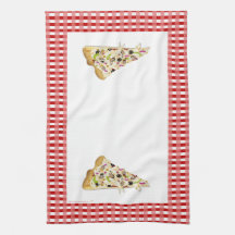 Het Rood van de Plak van de pizza controleert de D Keukenhanddoek