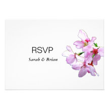 Het roze Huwelijk Sakura antwoordt Kaart (RSVP) Gepersonaliseerde Uitnodigingen