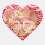 Het roze nam Elegantie - Gouden Hart toe Hartvormige Stickers