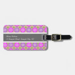 Het roze paarse van landbloemen en bladeren Label  luggage tags