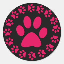 HET ROZE PRINT VAN DE POOT RONDE STICKERS