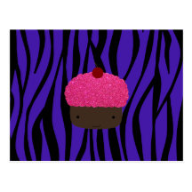 Het roze schittert cupcake paarse gestreepte strep wenskaarten
