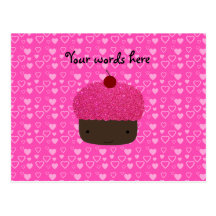 Het roze schittert cupcake roze harten wens kaarten