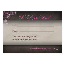 Het roze van de Vlinder van de salon Gift Card Spa Visitekaartje