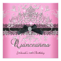 Het Roze van Quinceanera vijftiende schittert de Z Custom Uitnodigingen