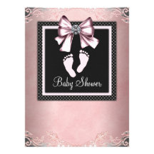 Het roze Zwarte Roze Baby shower van Voetafdrukken Persoonlijke Aankondiging