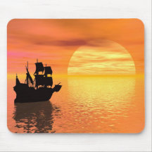 Het schip van de zonsondergang mousepad muismat