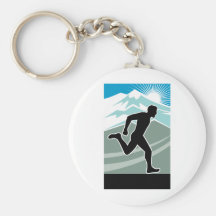 het silhouet van de marathonagent het lopen sleutelhanger