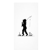 Het Silhouet van de Visserij van het meisje Fotokaart Sjabloon
