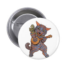 Het Spelen van de banjo Kat Speldbuttons