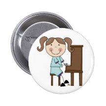Het Spelen van het Meisje van de stok Piano Speldbuttons
