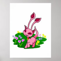 Het steigeren roze Aisha door bloemen posters