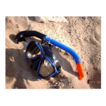 Het strand snorkelen en het beschermende brillenBr Wenskaart