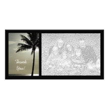 Het Strand van het Silhouet van de palm dankt u de Persoonlijke Fotokaart