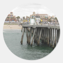 Het Strand van Huntington Ronde Sticker