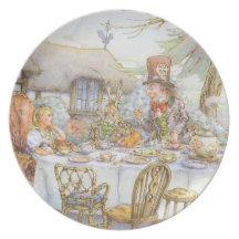 Het Theekransje van de kleurrijke Gekke Hoedenmake Diner Borden