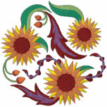 Het Trio van de zonnebloem Geborduurde Jas