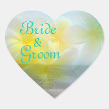 Het tropische Huwelijk van Plumeria van de Bruid & Hart Sticker