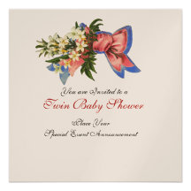 Het TWEELINGBABY SHOWER van de OOIEVAAR, champagne Uitnodigingen