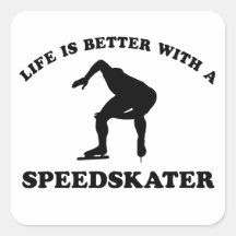 Het VectorDesign van de Schaatser van de snelheid Vierkante Stickers