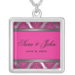 Het versierd Roze van het Damast, Zwarte, Zilver Ketting