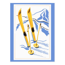 Het vintage Art. van de Ski Wenskaart