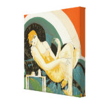 Het vintage Doen leunen van de Vrouw van het Art d Canvas Afdrukken